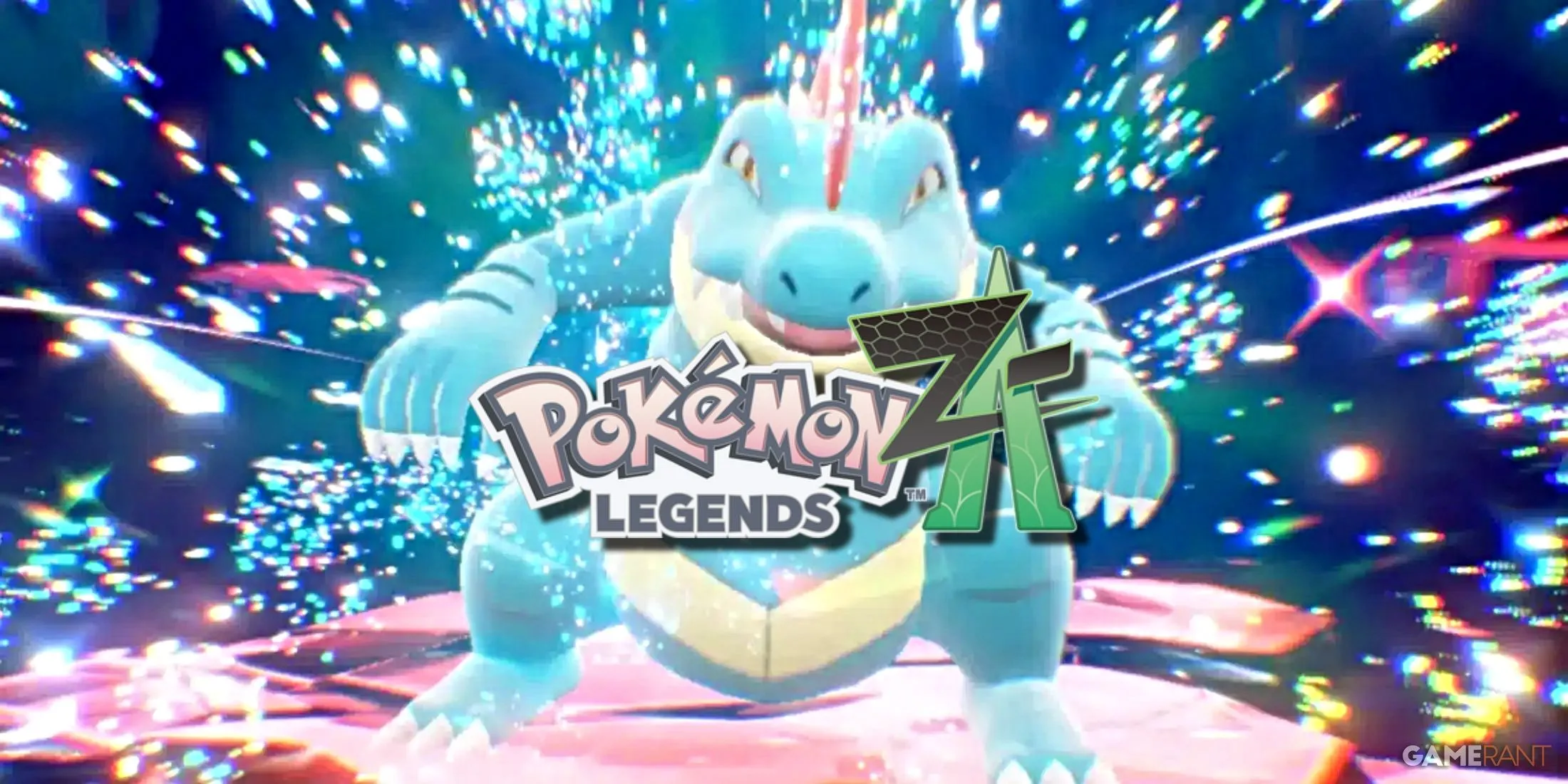 Hình ảnh ý tưởng Mega Feraligatr trong Pokemon Legends Z-A với các chi tiết năng lượng.