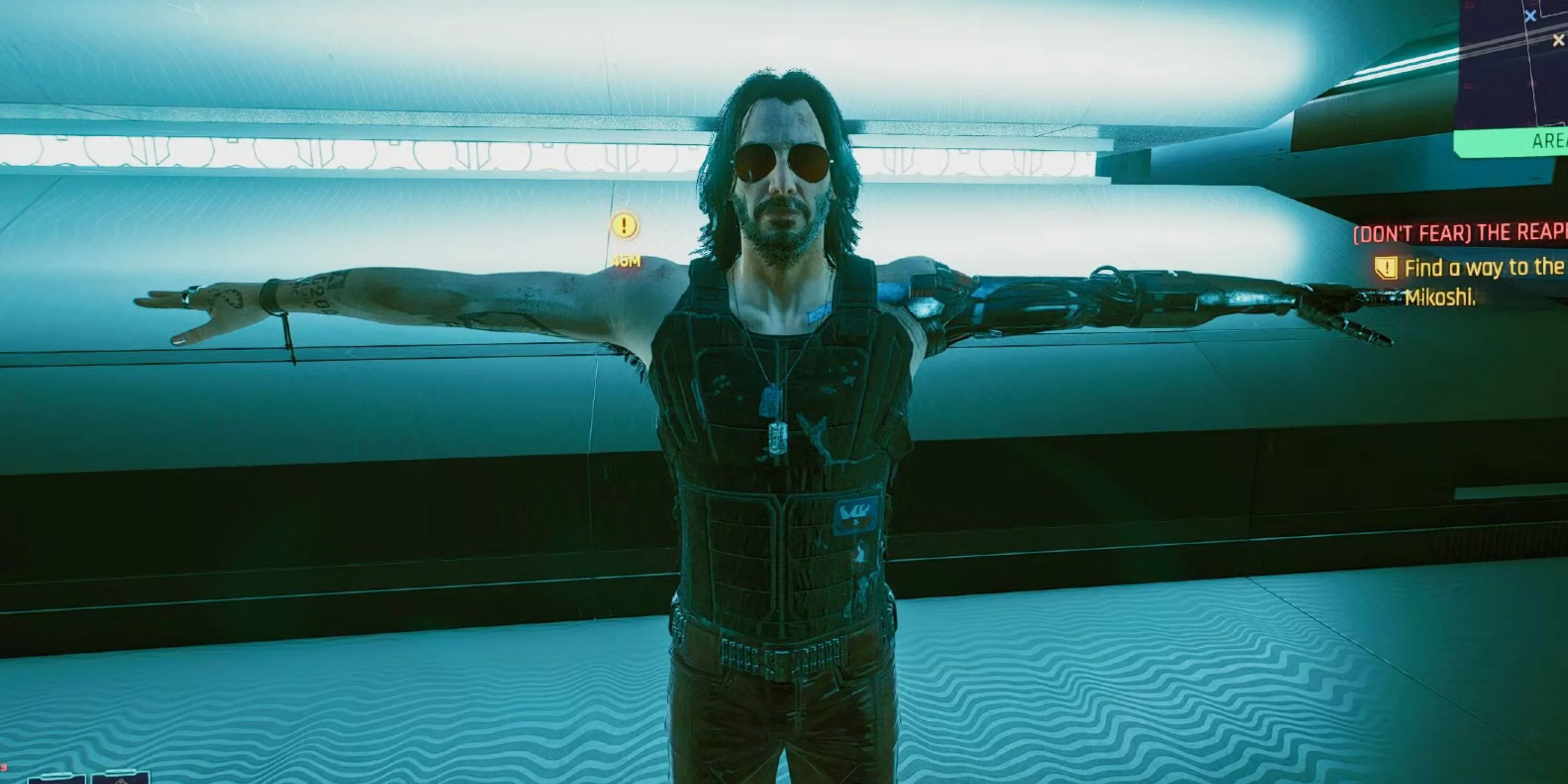 Johnny Silverhand, biểu tượng của Cyberpunk 2077, đứng giữa thành phố
