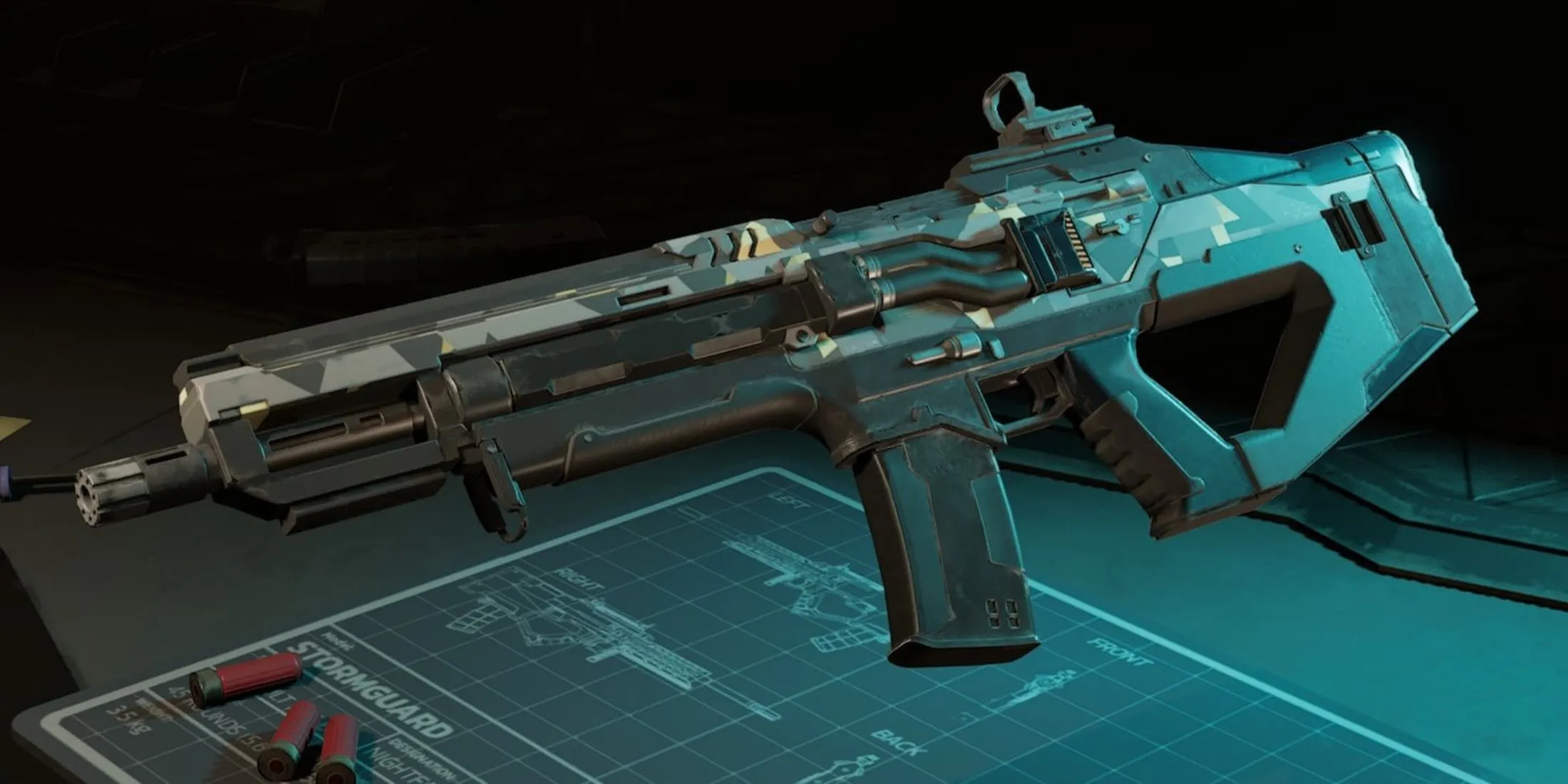 Khẩu súng trường Wraith tùy chỉnh trong Killing Floor 3 với thiết kế hiện đại, gợi mở tiềm năng vũ khí đa dạng trong game.