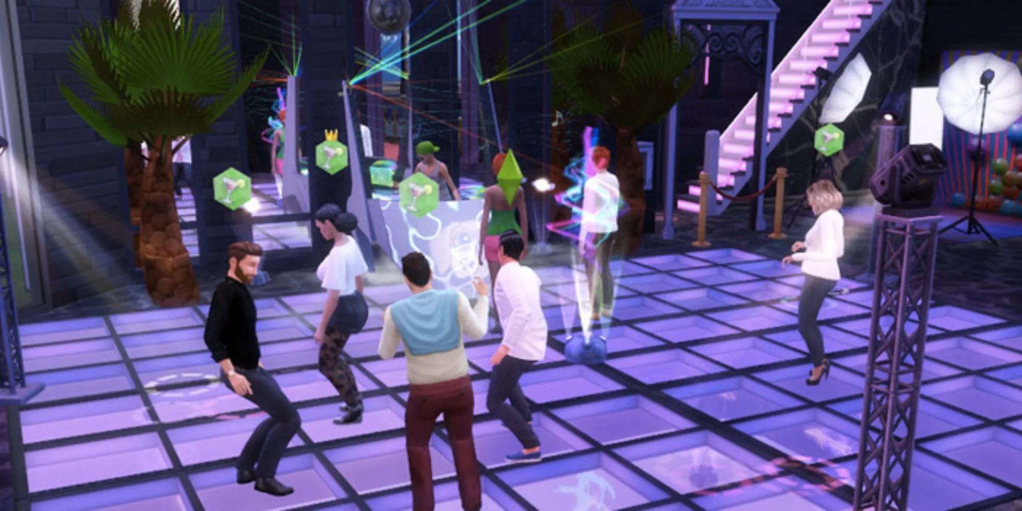 Không gian sàn nhảy sôi động tại The Muckery Nightclub trong The Sims 4 Windenburg