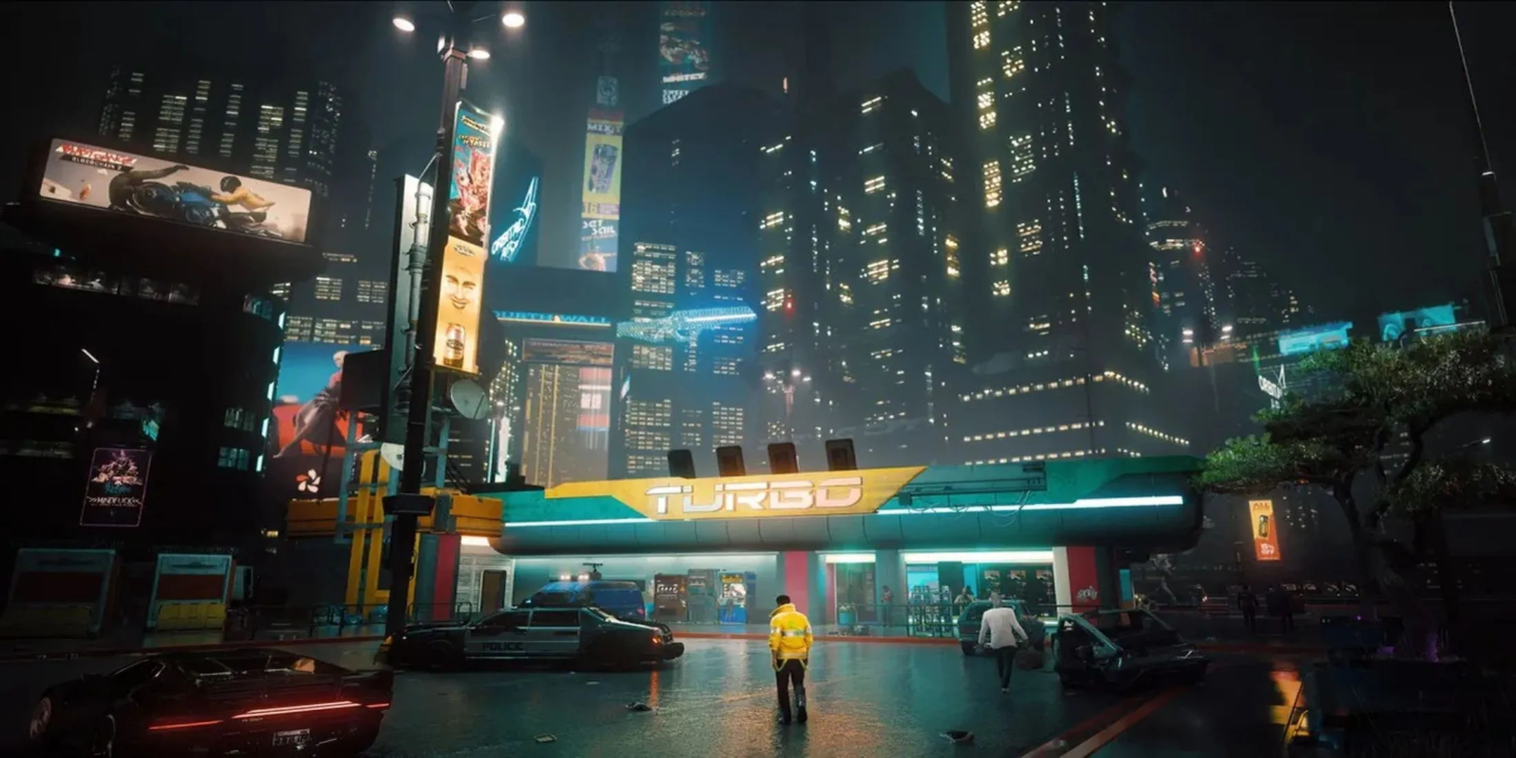 Khung cảnh đêm huyền ảo của Night City trong Cyberpunk 2077