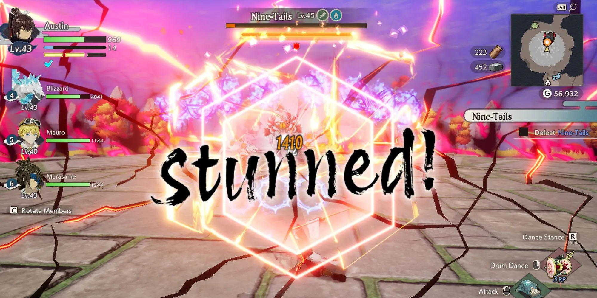 Làm choáng boss Cửu Vĩ Hồ (Nine-Tails) trong Rune Factory: Guardians of Azuma