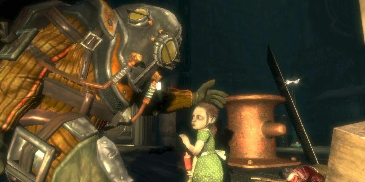 Một Big Daddy Rosie cùng Little Sister trong BioShock