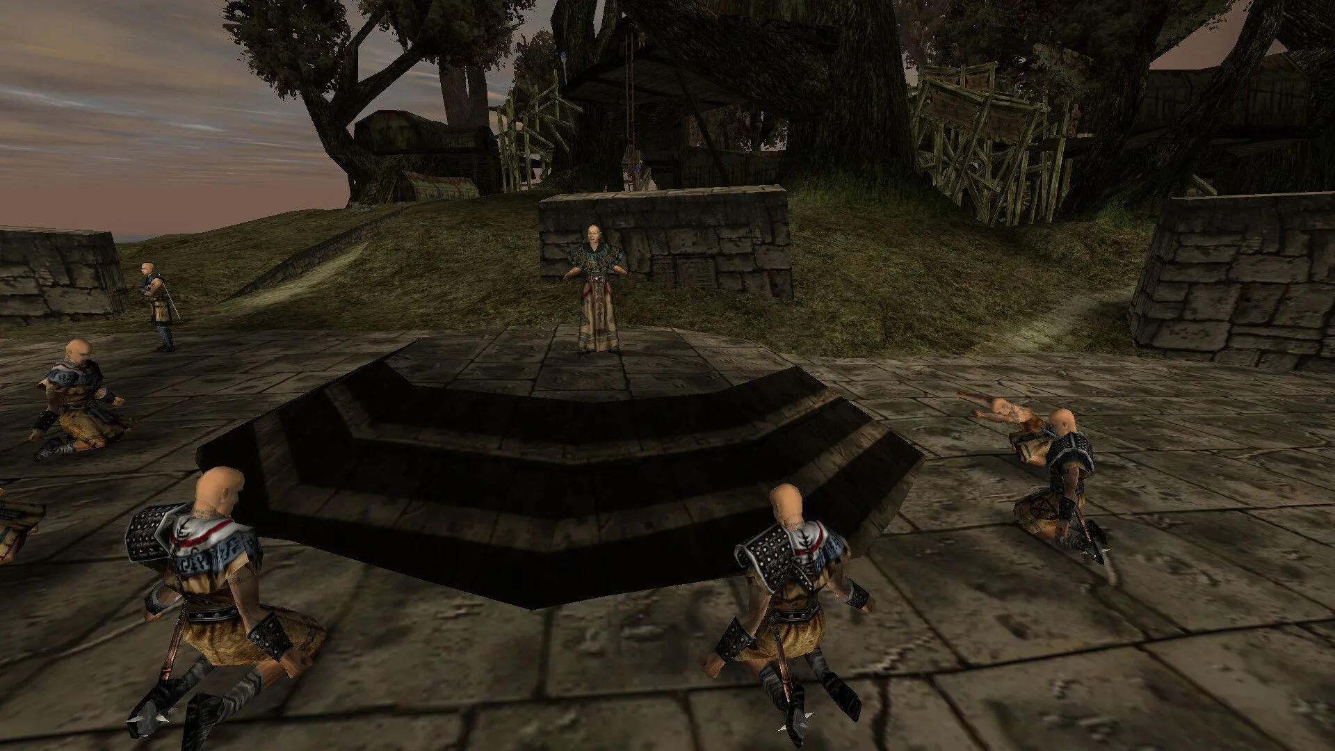 Một khung cảnh trong game Gothic, người chơi đang đối mặt với kẻ thù trong một khu vực hiểm trở của thế giới game.