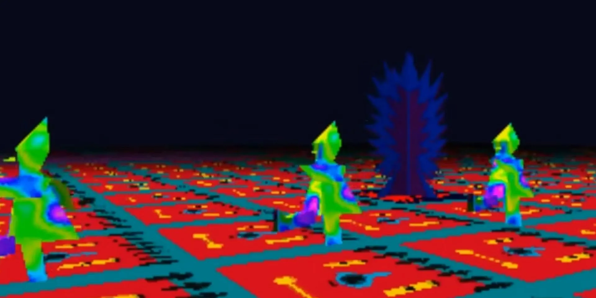 Người và vật thể diễu hành trong LSD Dream Emulator