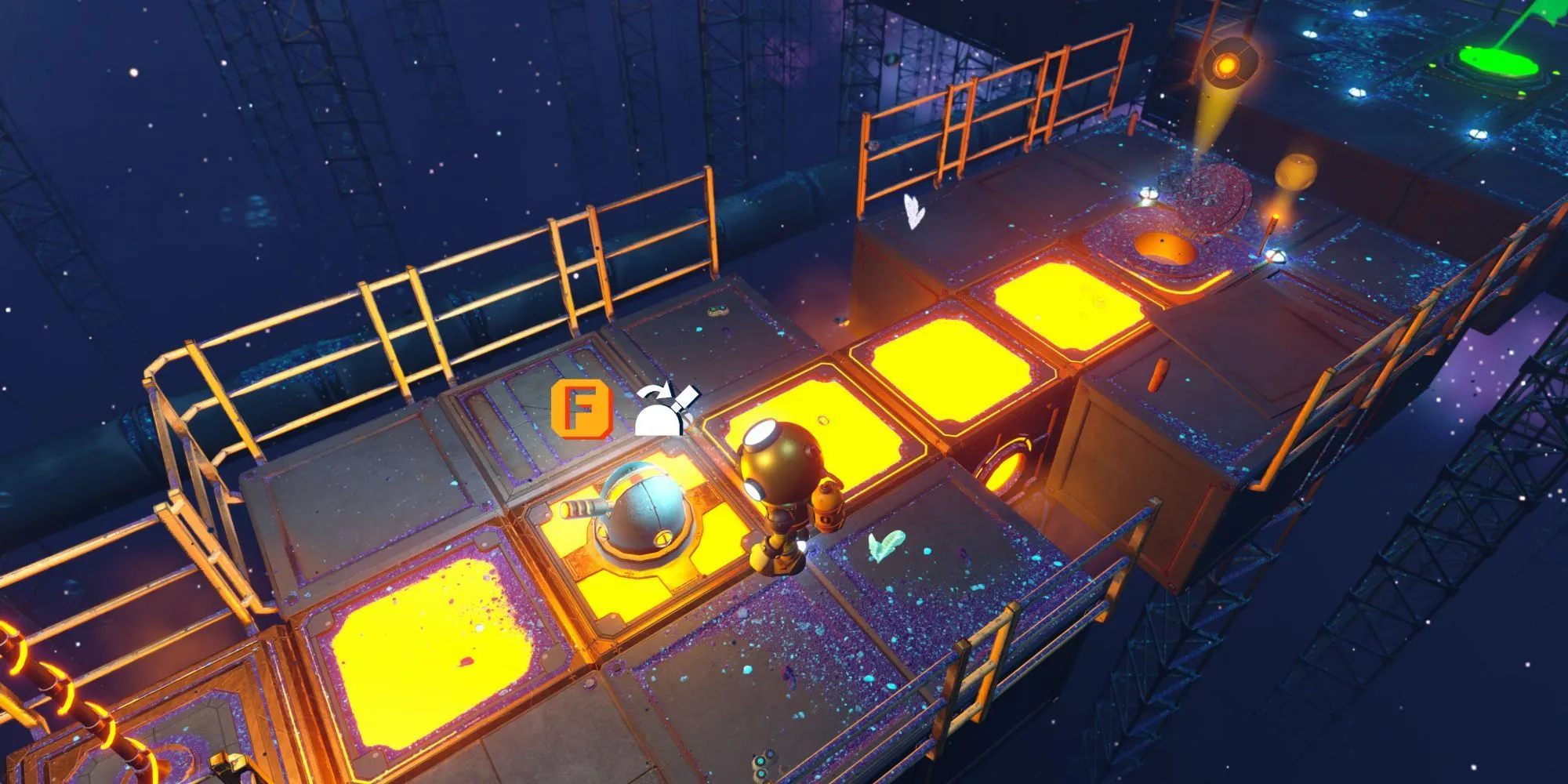 Nhân vật lặn biển tương tác với công tắc trong game Power Sink