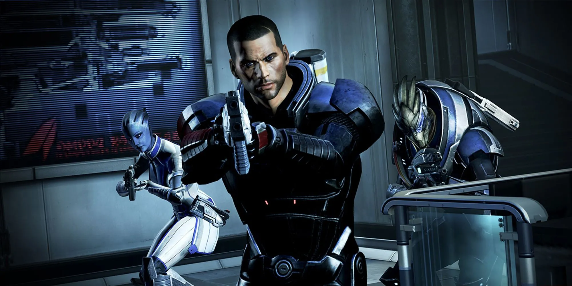 Nhân vật Liara và Garrus trong Mass Effect 3, hai thành viên quen thuộc trong đội hình