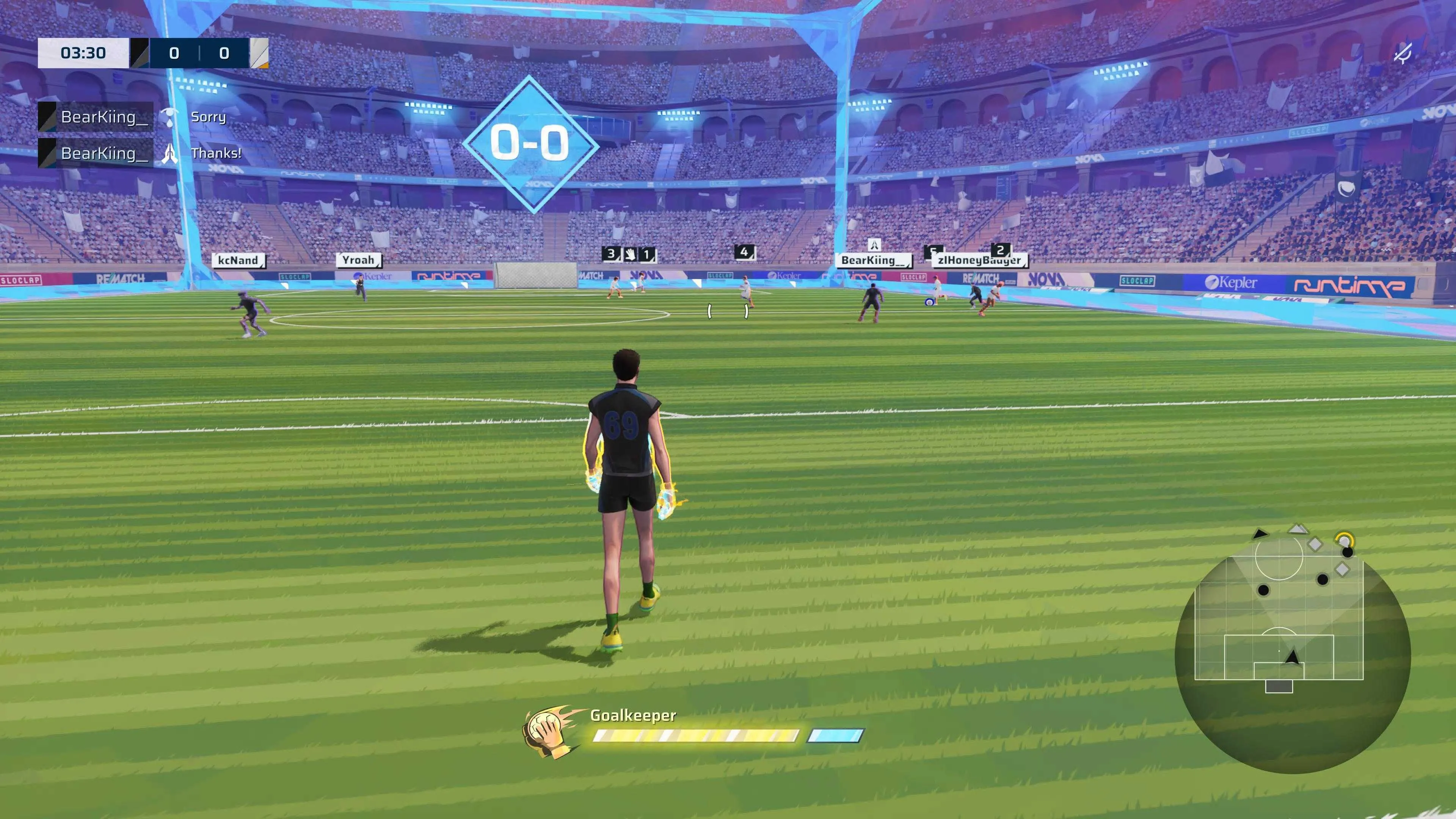 Pha cản phá của thủ môn trong trận đấu Rematch, liên quan đến lỗi gameplay trên sân