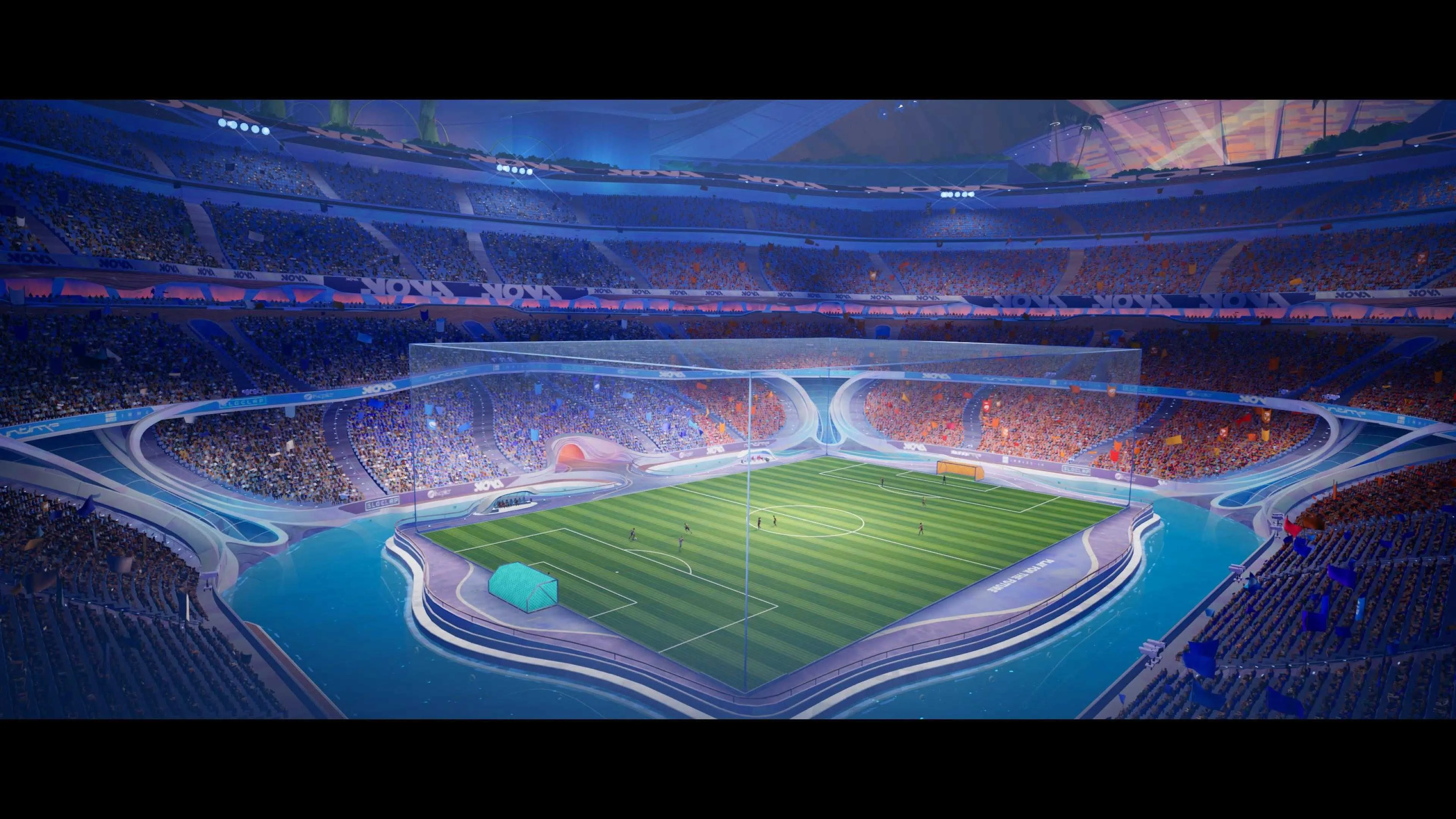 Sân đấu trong game Rematch, thiết kế arena độc đáo giống Rocket League