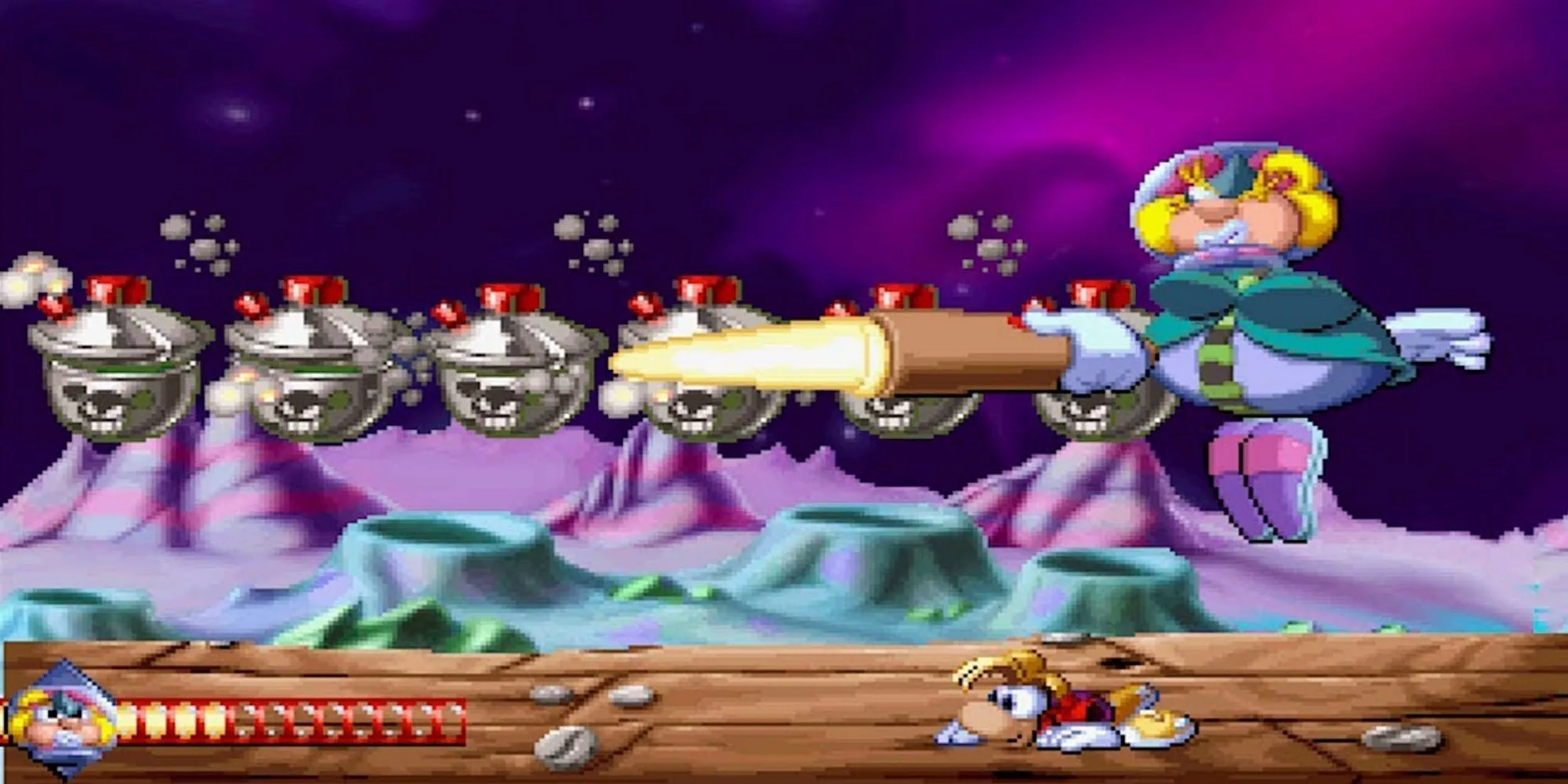 Space Mama, trùm khó nhằn trong game platformer kinh điển Rayman trên PS1