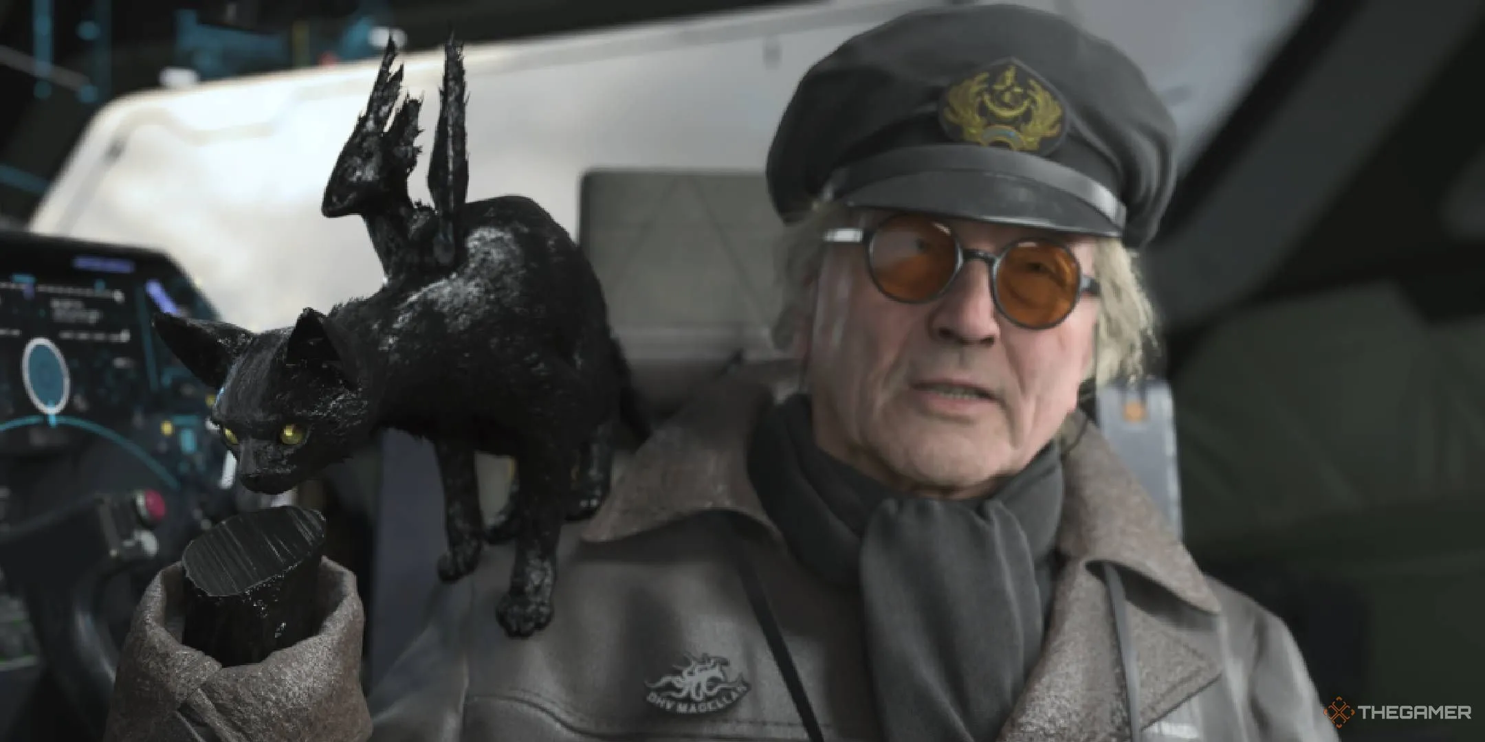 Tarman cùng chú mèo bí ẩn của mình, với bàn tay bị phủ nhựa đường, trong Death Stranding 2