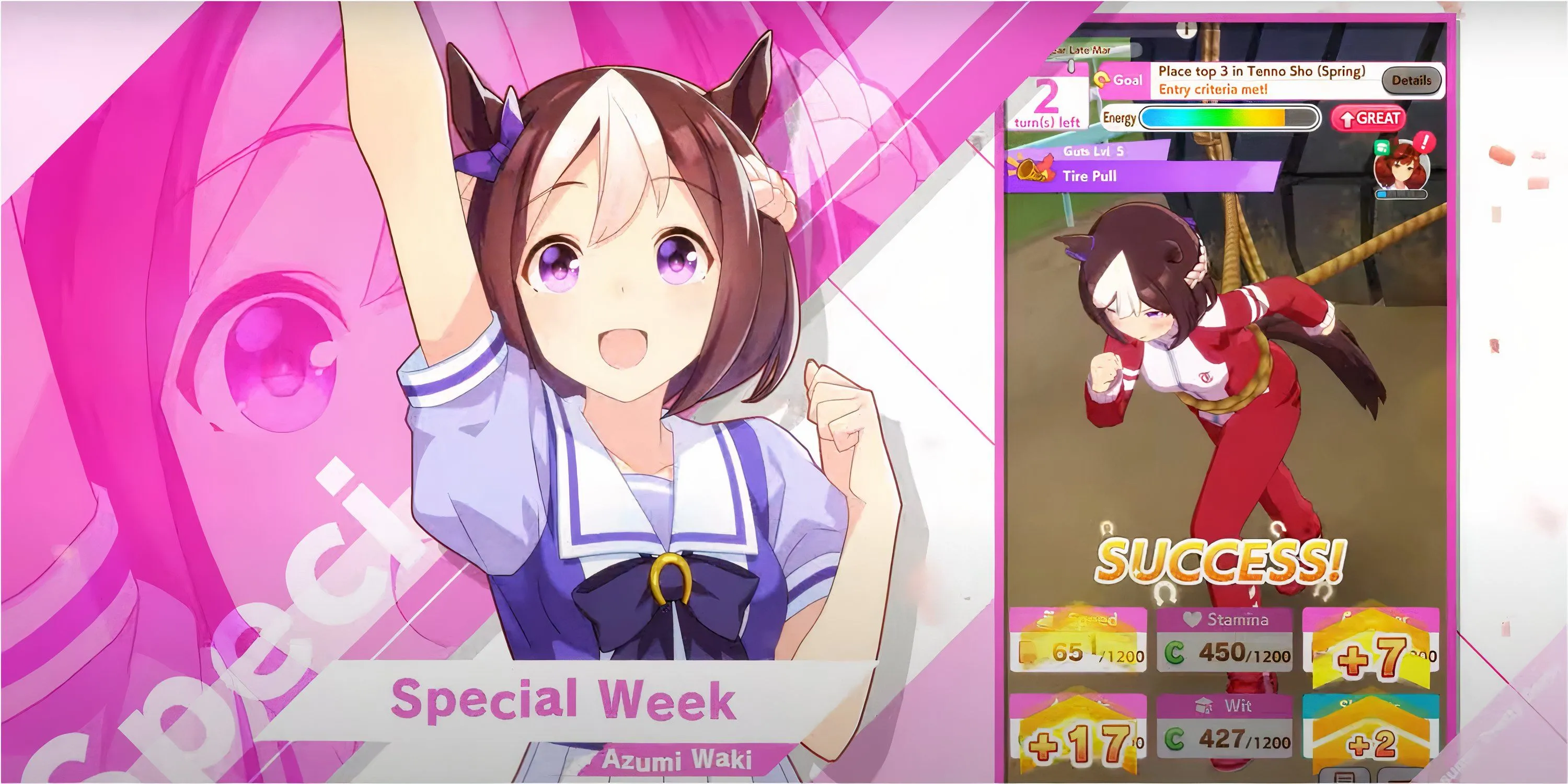 Thẻ hỗ trợ Special Week, một lựa chọn tốc độ vững chắc để phát triển Nice Nature trong Umamusume: Pretty Derby.