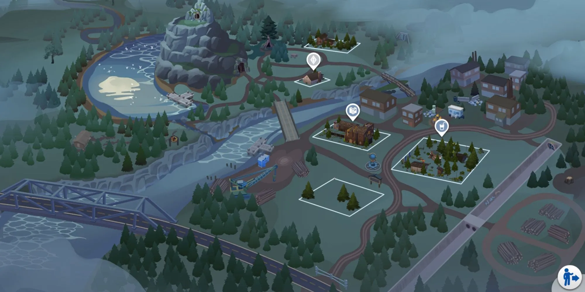 Toàn cảnh Moonwood Mill trong The Sims 4, một thế giới nhỏ nhắn dành cho người sói.
