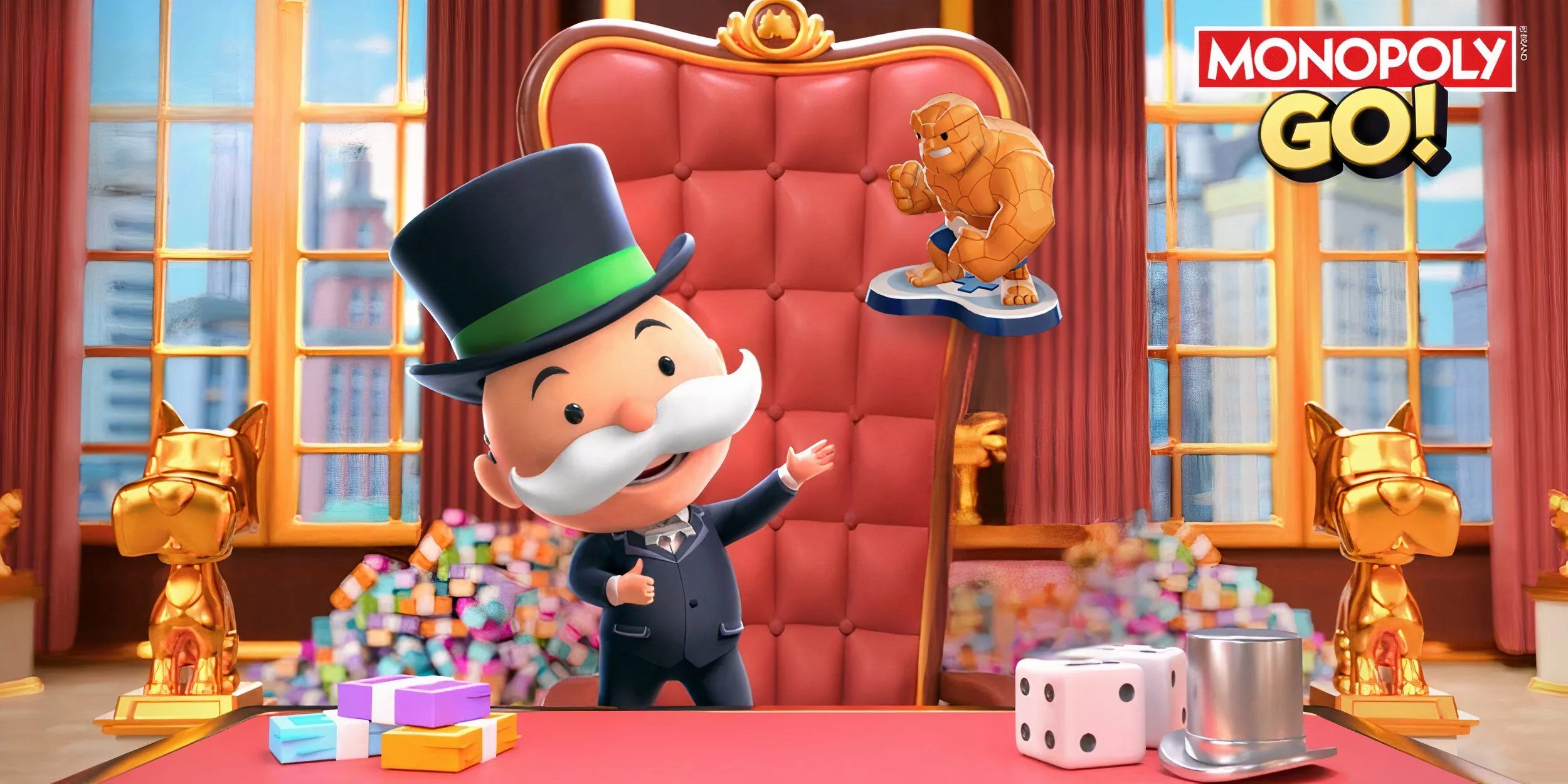 Token The Thing trong Monopoly GO - một trong những vật phẩm độc đáo có thể nhận được từ Sunshine Express