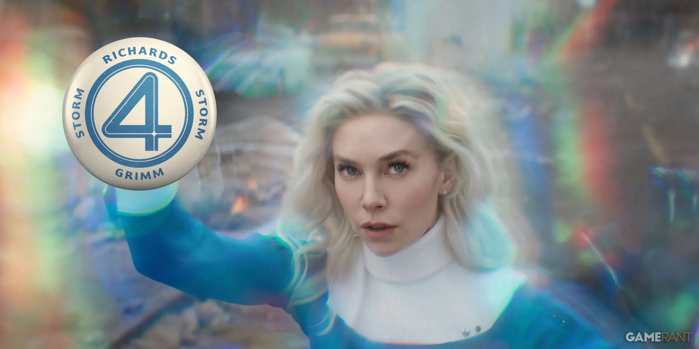Vanessa Kirby trong vai Sue Storm Người Phụ Nữ Vô Hình của Fantastic Four, với ánh mắt kiên định thể hiện sự chuẩn bị cho vai trò làm mẹ đầy cảm xúc.
