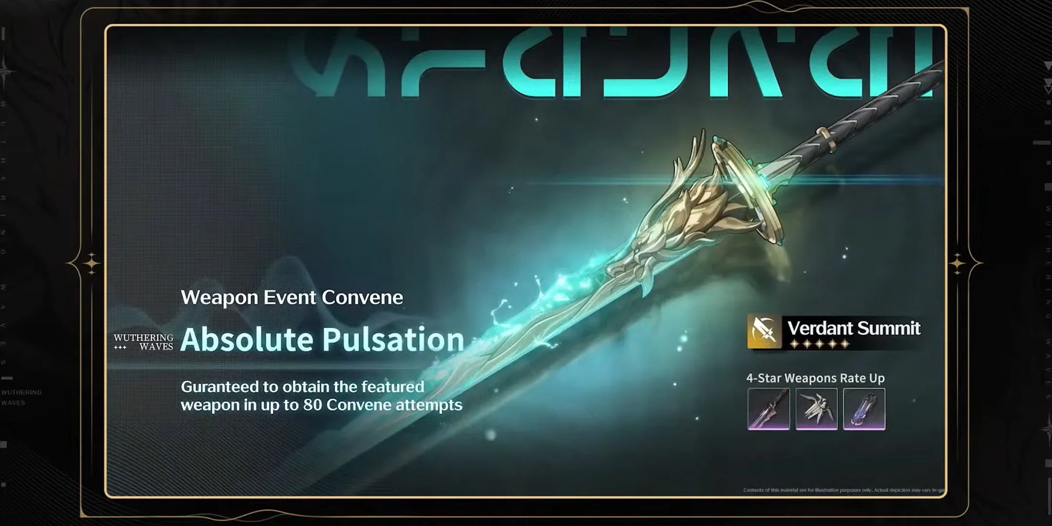 Vũ khí Verdant Summit cùng banner Jiyan trong Wuthering Waves 1.0 Giai đoạn 1